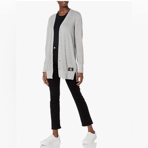 Calvin Klein Jeans Womens 2X Gray Long Button up Cardigan Sweater